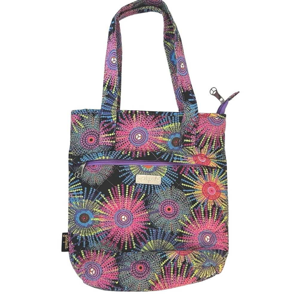 YAKPAK Purse Handbag Flower Burst Vibrant Colorful Hippie Boho Festival Quilted